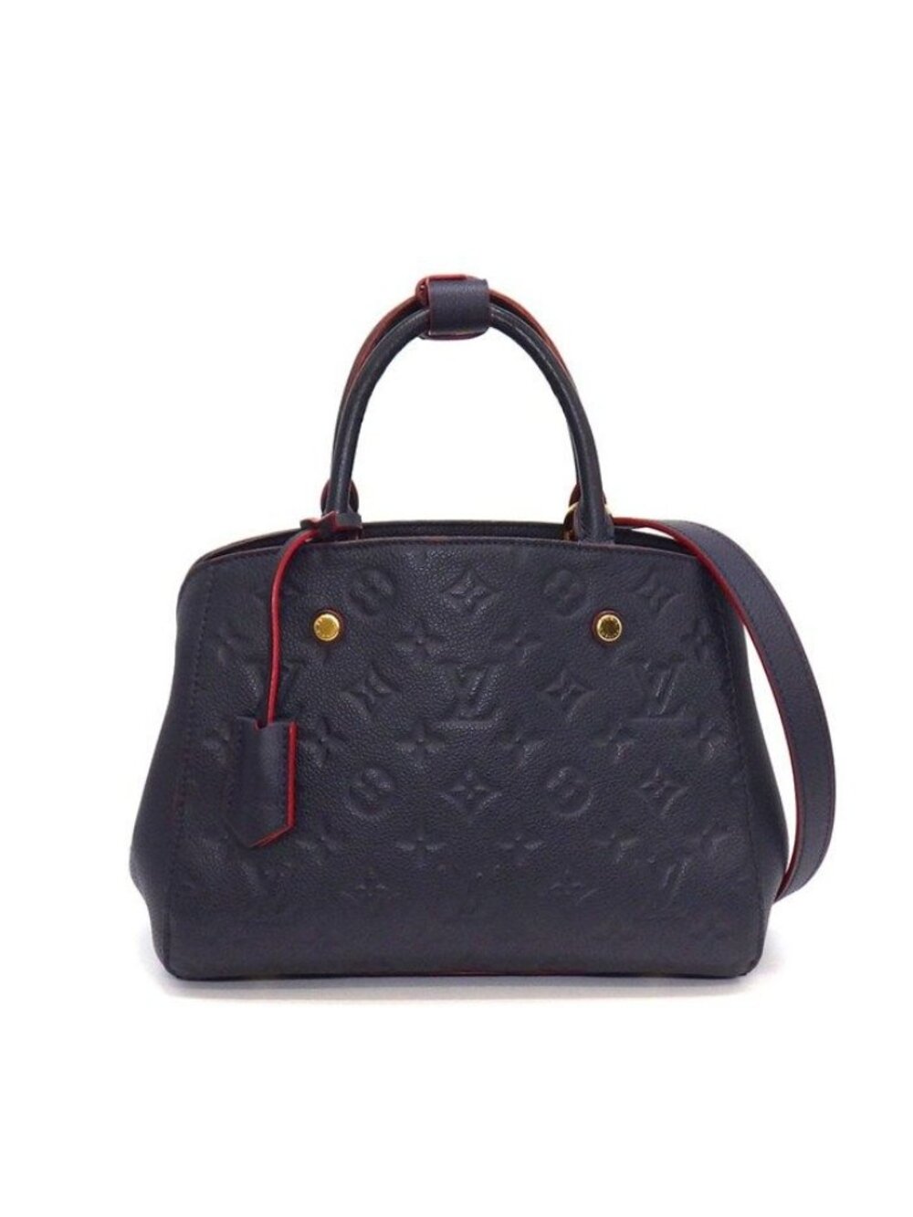 Louis Vuitton Handbag Montaigne BB Marine Rouge Monogram Empreinte Leather